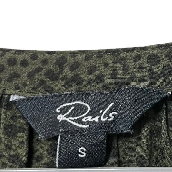 RAILS Jasmine Dress Olive Speckled V Neck Mini Smocked Waist Women’s Small - Picture 12 of 12